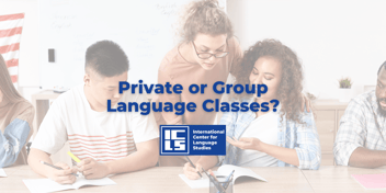 Students participating in a group language class