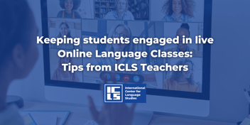 Online language class with students and teacher engaging in activities