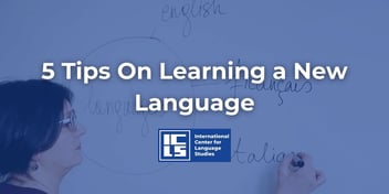 Infographic with five tips for effective online language learning